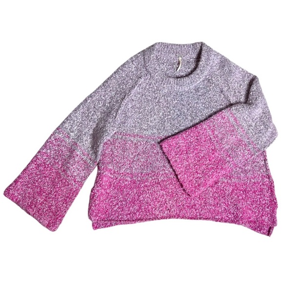 Free People Oversized BFF Cocoon Dip Dye Sweater Pink Purple - Size Large - Picture 6 of 10